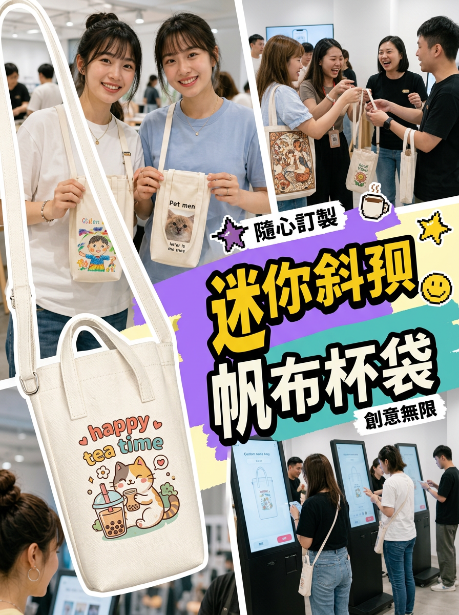 迷你斜孭帆布水杯袋